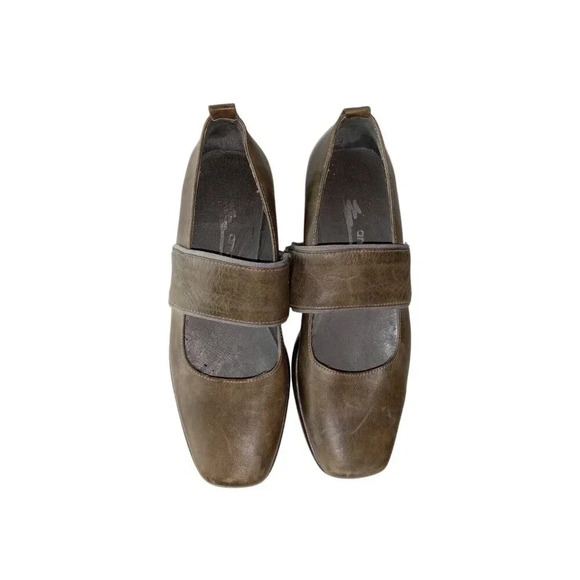 ANTELOPE Women's Leather  Strap  Green Mary Jane Wedge Shoes 38 - Picture 1 of 10